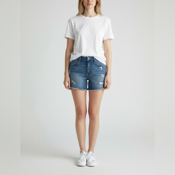 American Eagle Outfitters Curvy Hi-Rise Shortie Blue Jean Shorts Super Stretch 4 - Picture 8 of 8